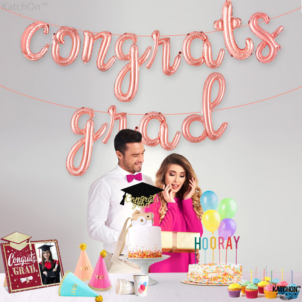 KatchOn Rose Gold Congrats Grad Balloon – 16 Inch Class of 2026 Decoration