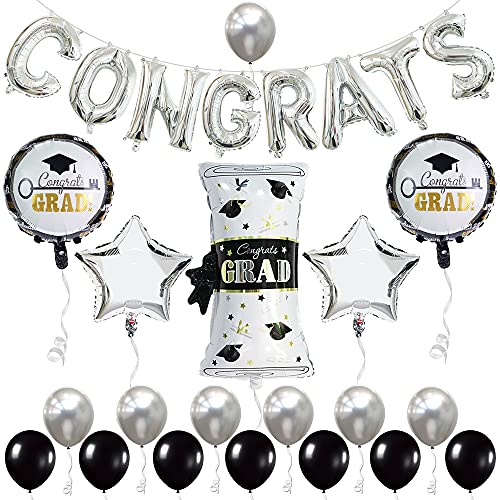 KatchOn Silver Congrats Graduation Balloon Set - 27 Pieces for Class of 2026