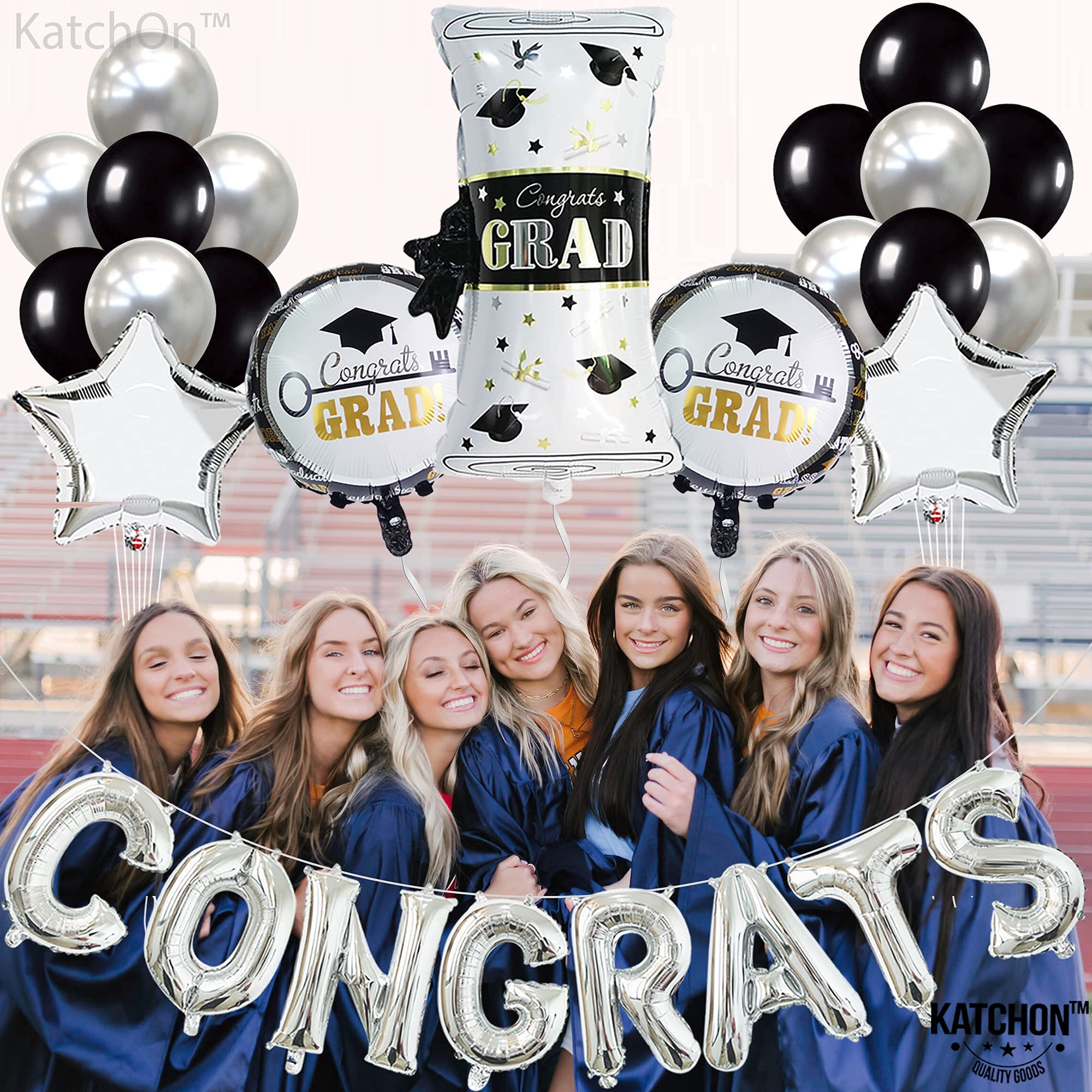 KatchOn Silver Congrats Graduation Balloon Set - 27 Pieces for Class of 2026