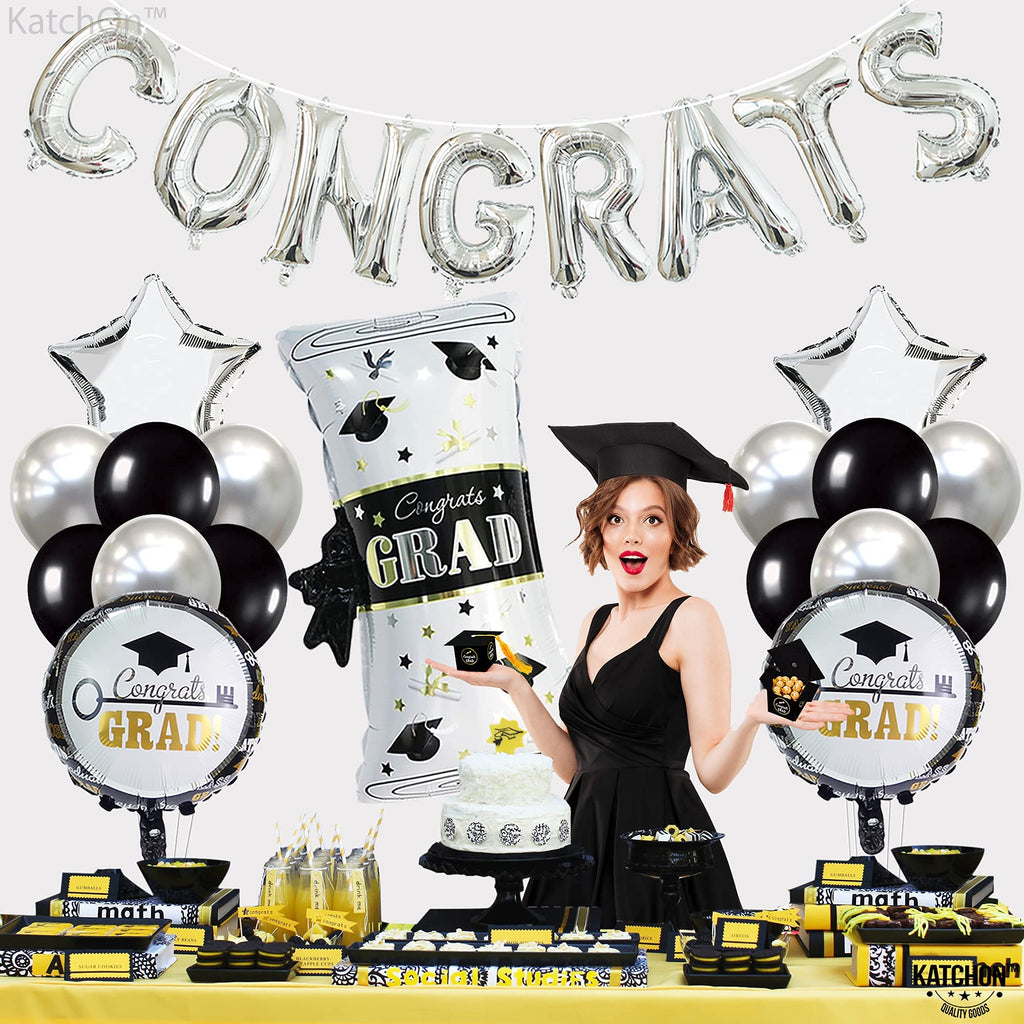 KatchOn Silver Congrats Graduation Balloon Set - 27 Pieces for Class of 2026