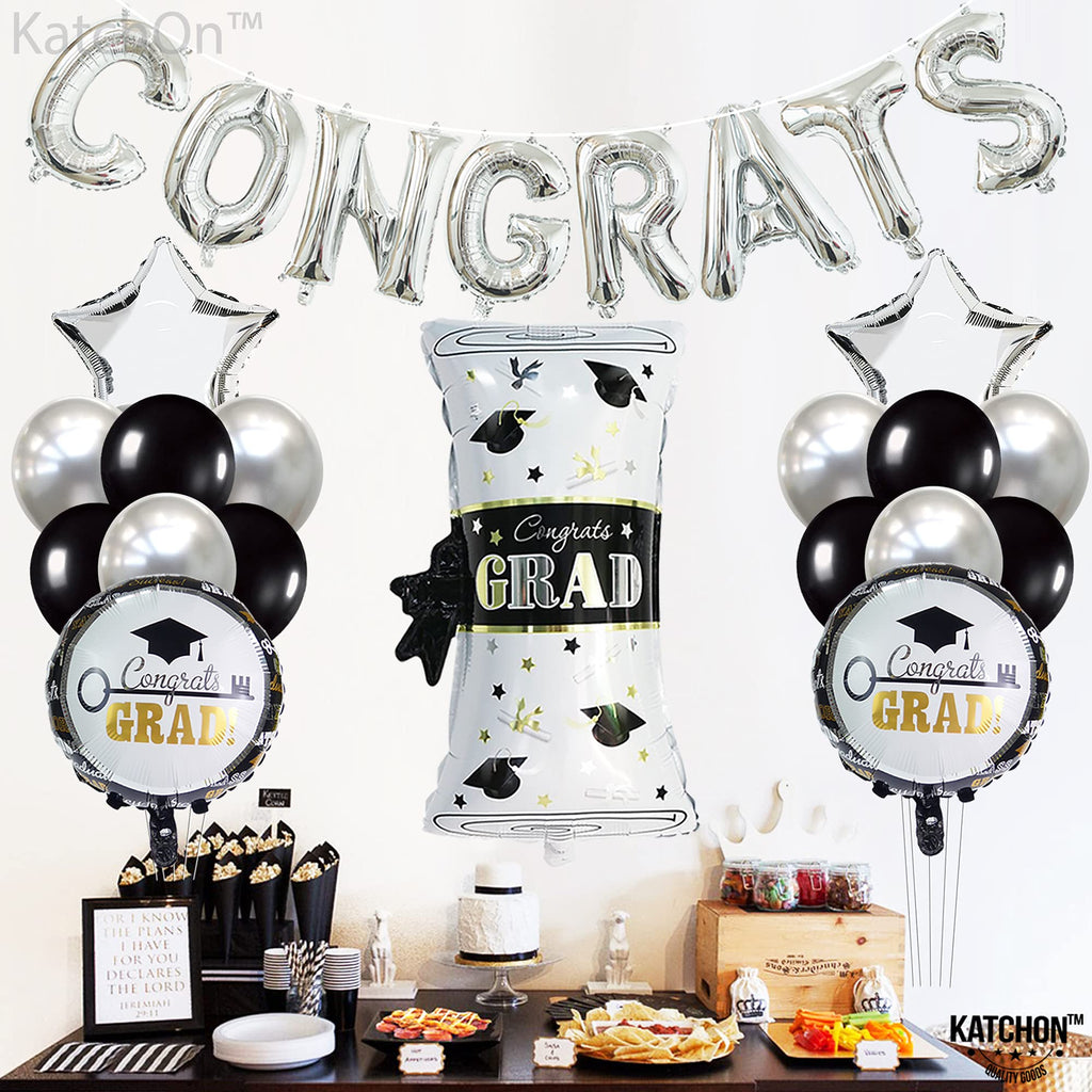 KatchOn Silver Congrats Graduation Balloon Set - 27 Pieces for Class of 2026
