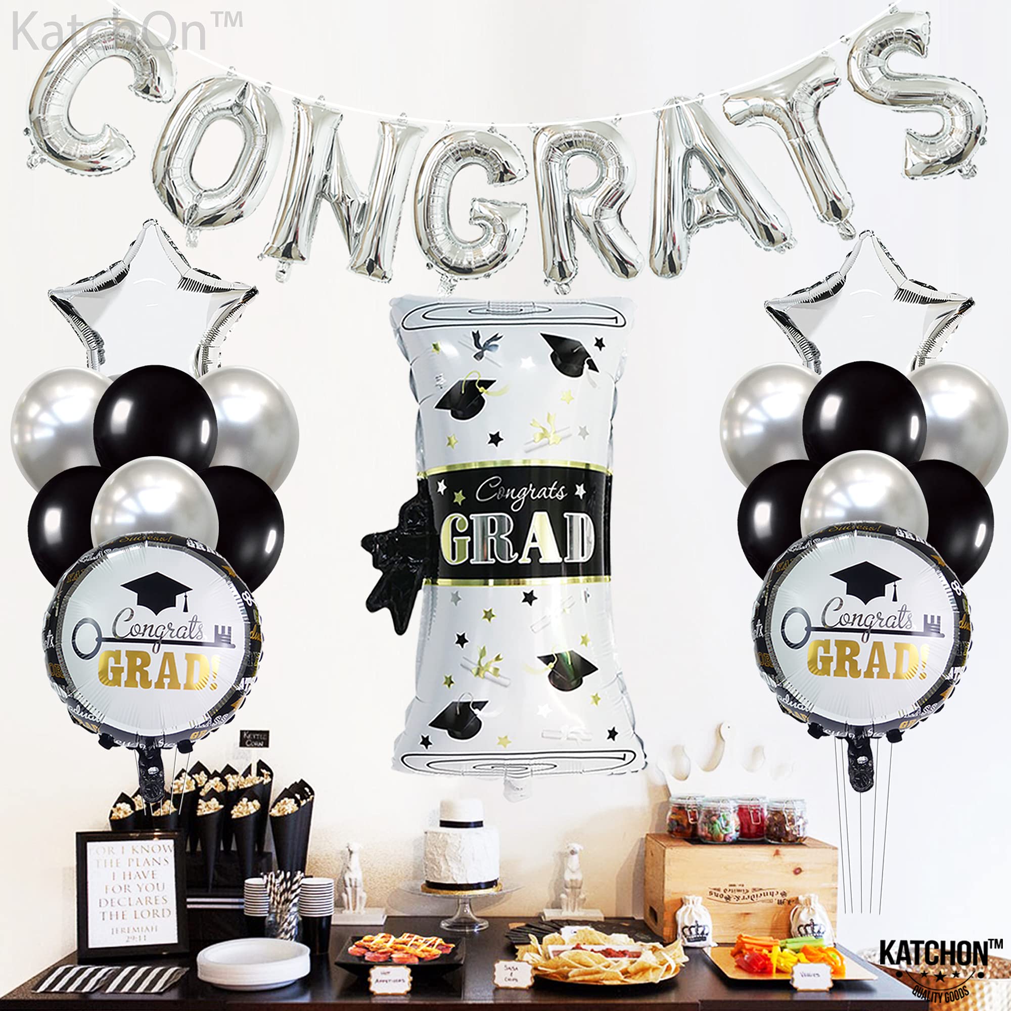 KatchOn Silver Congrats Graduation Balloon Set - 27 Pieces for Class of 2026