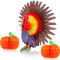 KatchOn Thanksgiving Centerpieces Pack of 3 – Turkey & Pumpkin Honeycomb Table Decorations