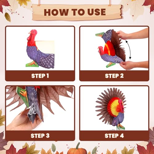 KatchOn Thanksgiving Centerpieces Pack of 3 – Turkey & Pumpkin Honeycomb Table Decorations