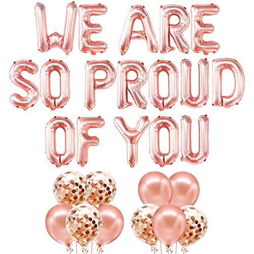 KatchOn We Are So Proud of You Balloons – 27-Pack, 16 Inch Rose Gold Foil Balloon Set for 2026 Graduation Decorations