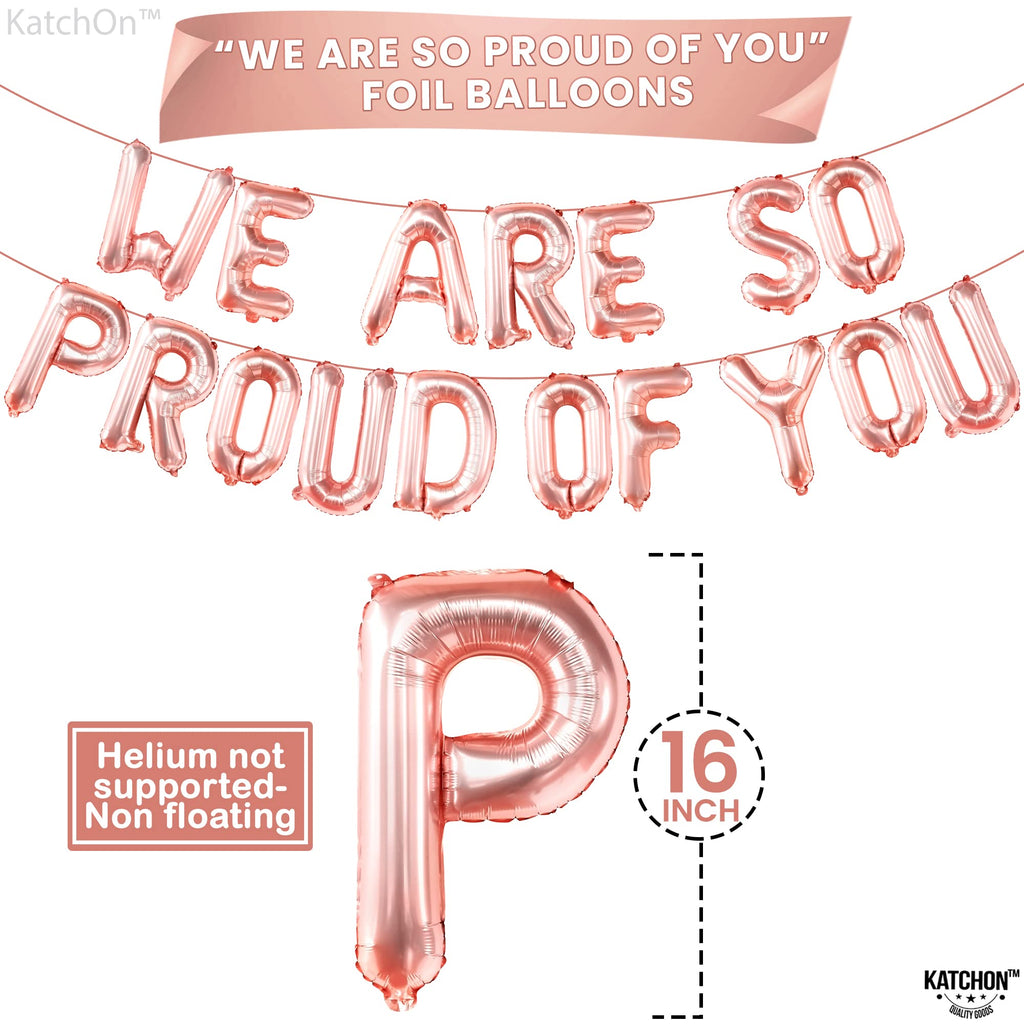 KatchOn We Are So Proud of You Balloons – 27-Pack, 16 Inch Rose Gold Foil Balloon Set for 2026 Graduation Decorations