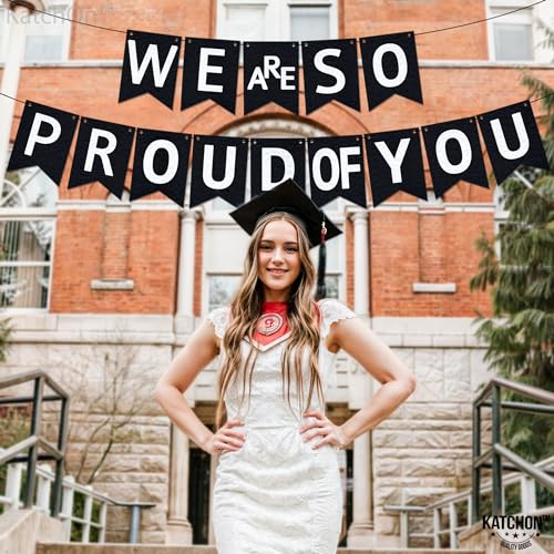 KatchOn We are So Proud of You Banner - 10ft Pre-Strung Congratulations Banner for 2026 Graduation Decorations