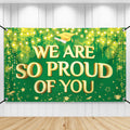 KatchOn We Are So Proud of You Banner – 72x44 Inch Green & Gold Graduation Backdrop for 2026 Party Decorations