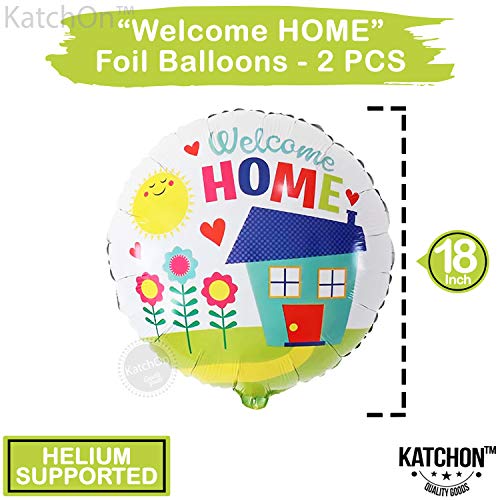 KatchOn Welcome Home Balloons Pack of 3 – House Shaped Foil Balloons in Blue White for Homecoming, Housewarming & Back to School Decor