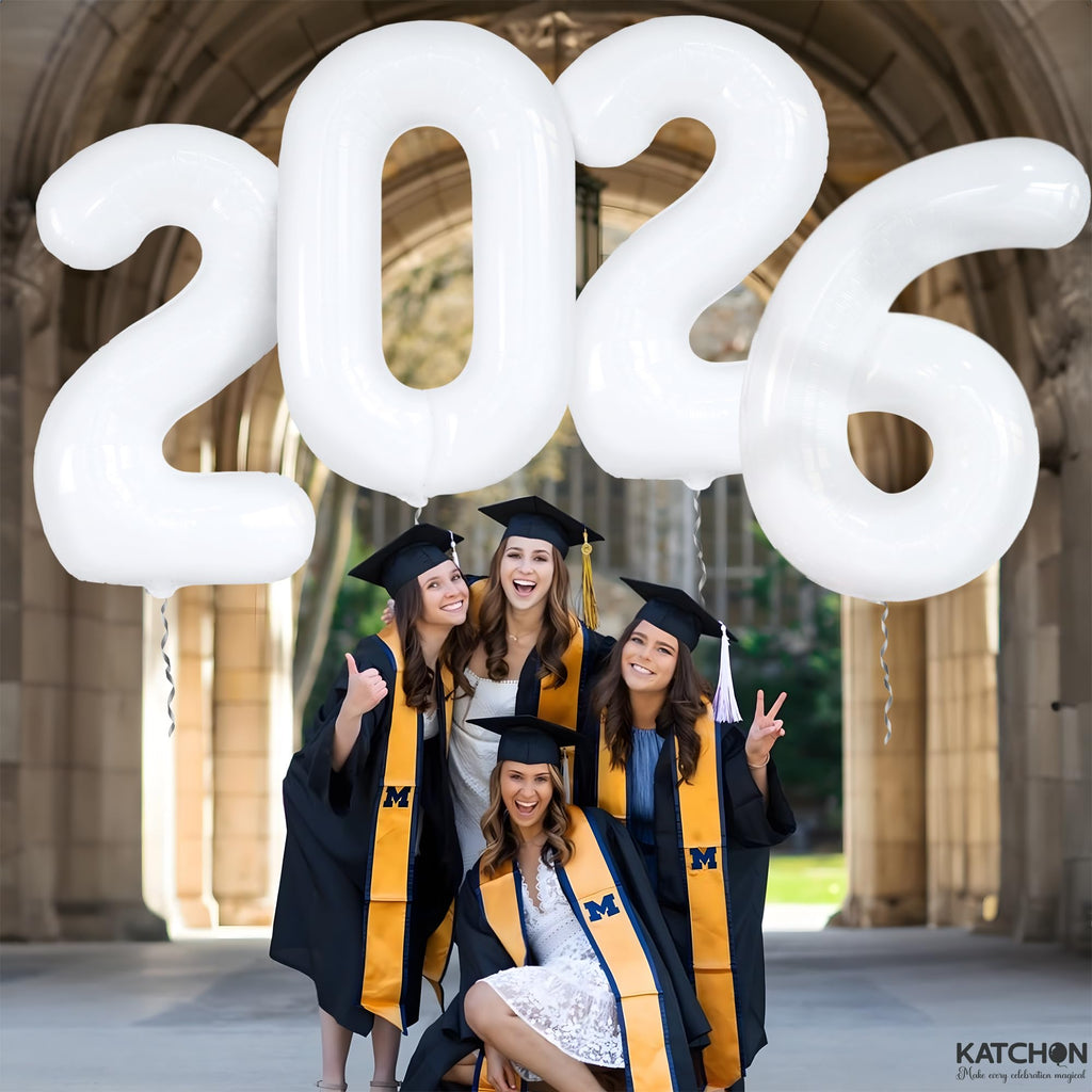 KatchOn White 2026 Graduation Balloons 42 Inch Giant Foil Number Set