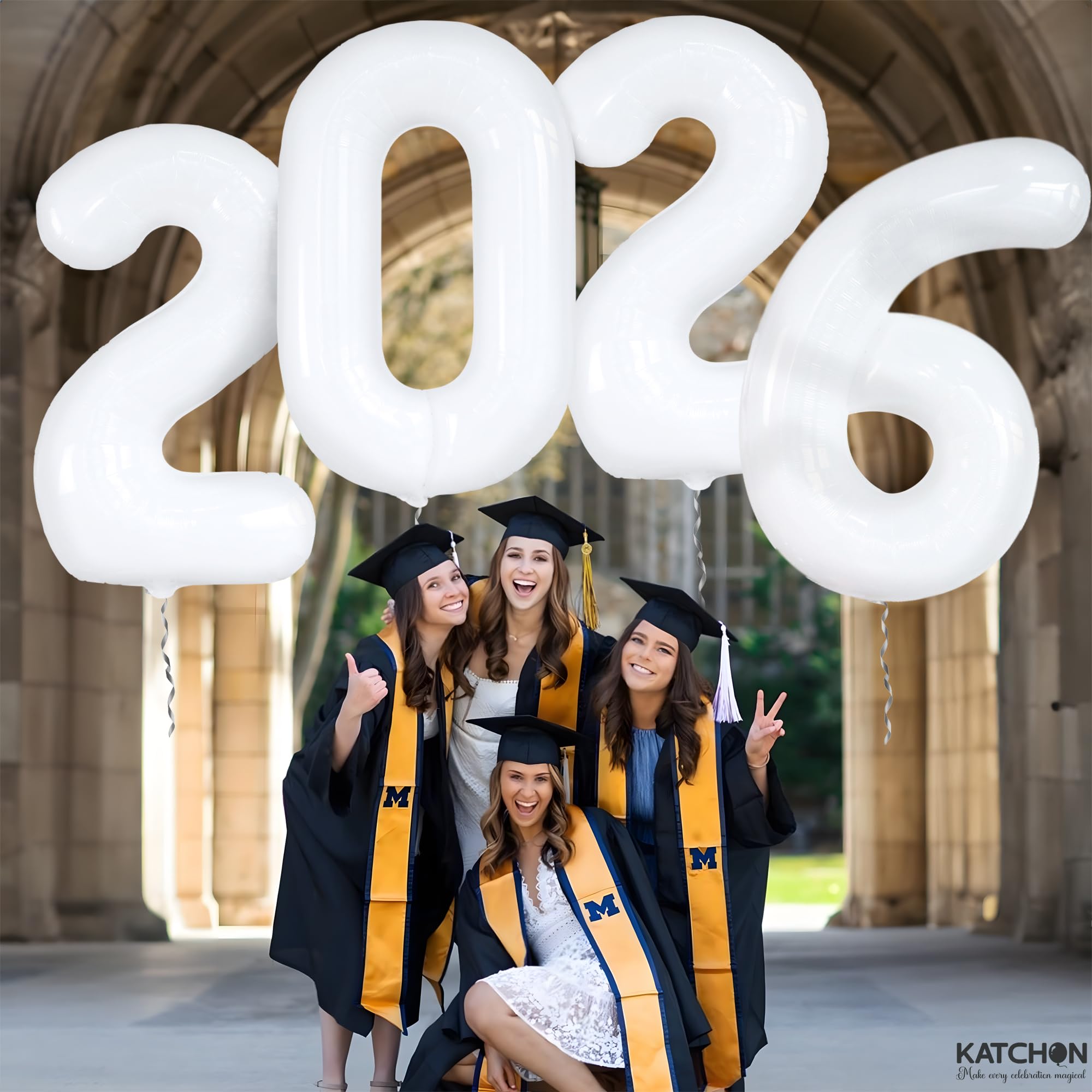 KatchOn White 2026 Graduation Balloons 42 Inch Giant Foil Number Set