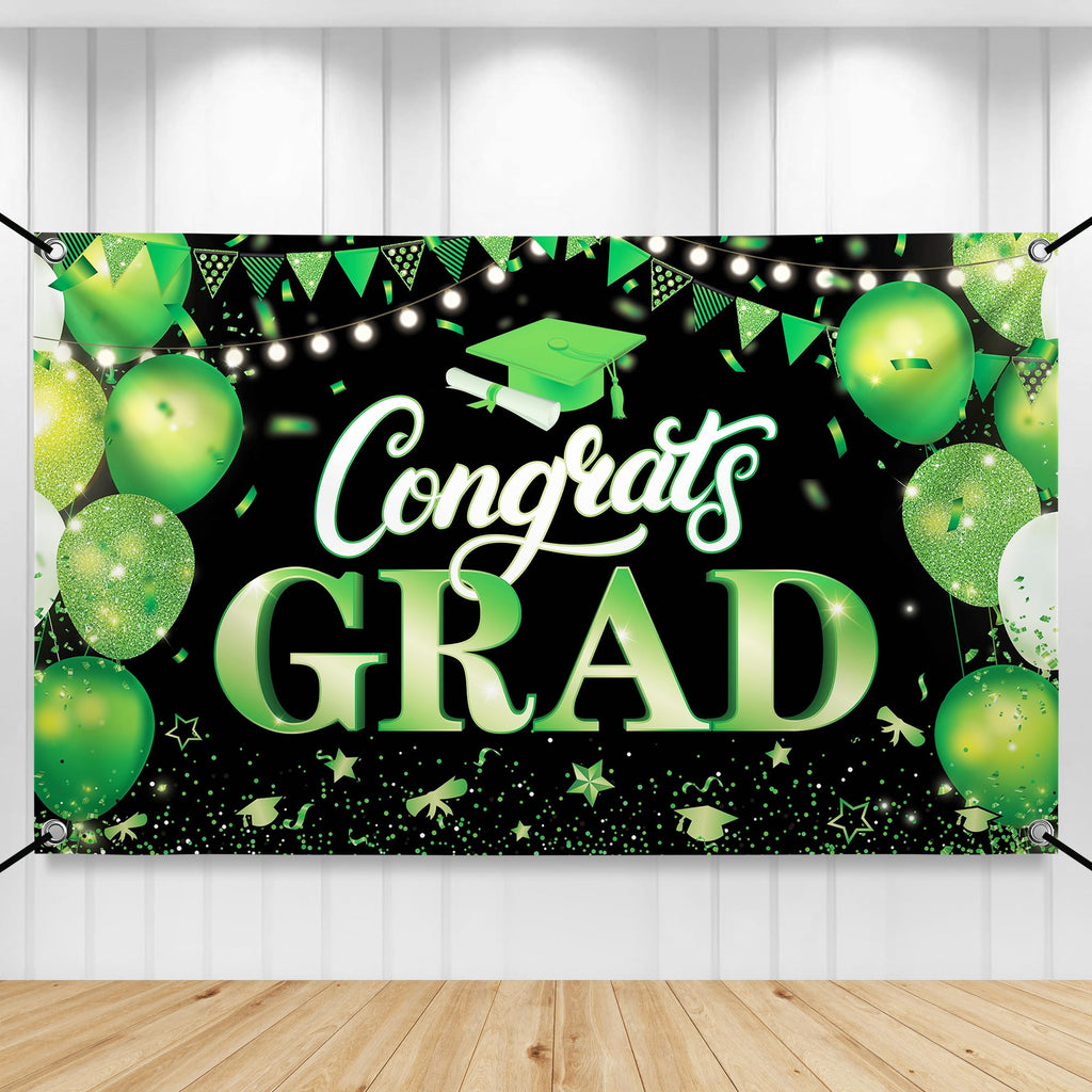 KatchOn XtraLarge Congratulations Graduation Banner - 72x44 Inch Green & Black for Class of 2026