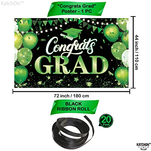 KatchOn XtraLarge Congratulations Graduation Banner - 72x44 Inch Green & Black for Class of 2026