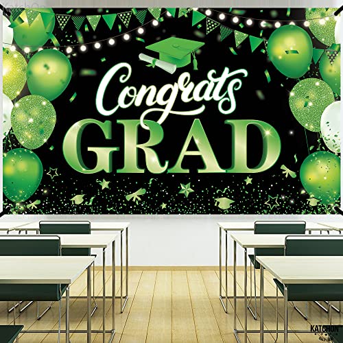 KatchOn XtraLarge Congratulations Graduation Banner - 72x44 Inch Green & Black for Class of 2026
