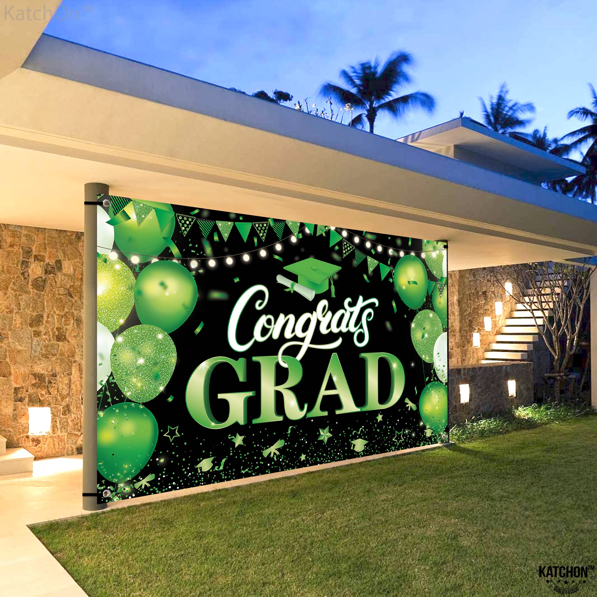KatchOn XtraLarge Congratulations Graduation Banner - 72x44 Inch Green & Black for Class of 2026