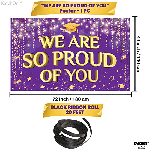 KatchOn XtraLarge Purple and Gold We Are So Proud of You Banner 2026 – 72x44 Inch Graduation Backdrop for Indoor/Outdoor Party Decor