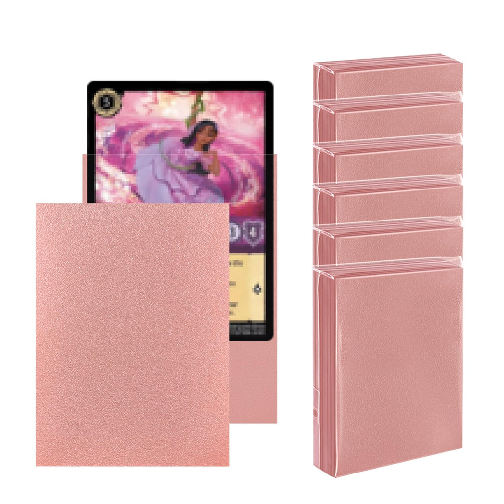 Katomula 300 Count Rose Gold Card Sleeves - Matte Back, Clear Front, Standard Size for MTG, Lorcana, Sports Cards