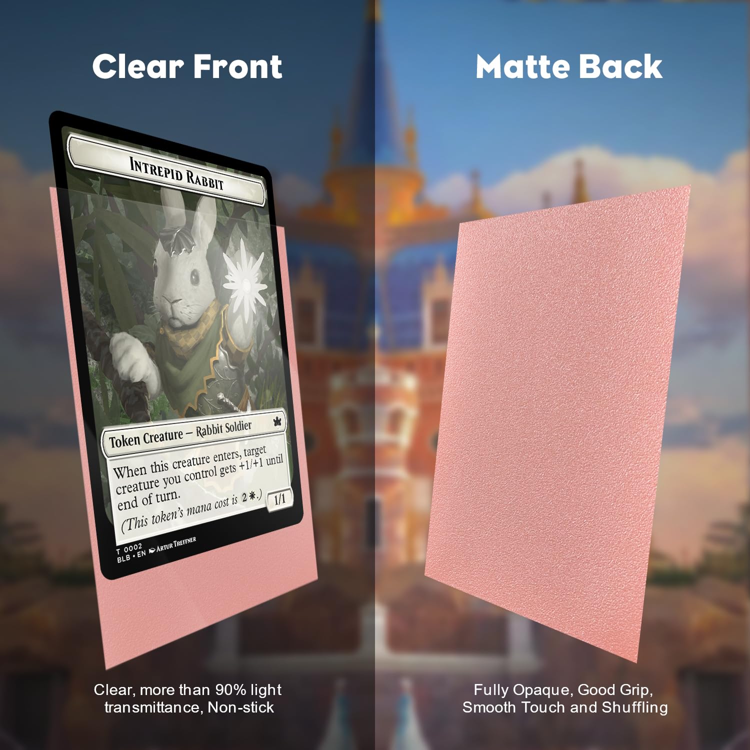 Katomula 300 Count Rose Gold Card Sleeves - Matte Back, Clear Front, Standard Size for MTG, Lorcana, Sports Cards