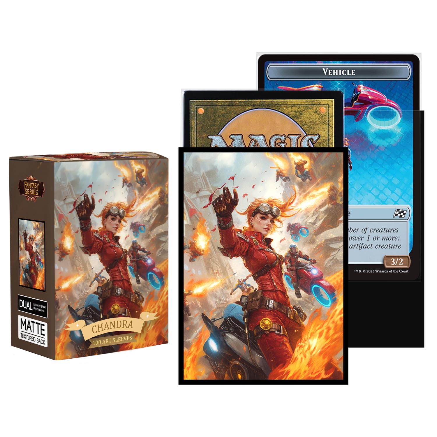 Katomula Chandra MTG Card Sleeves: 100 Art Sleeves + 100 Perfect Fit Inner Sleeves for Standard Size Cards