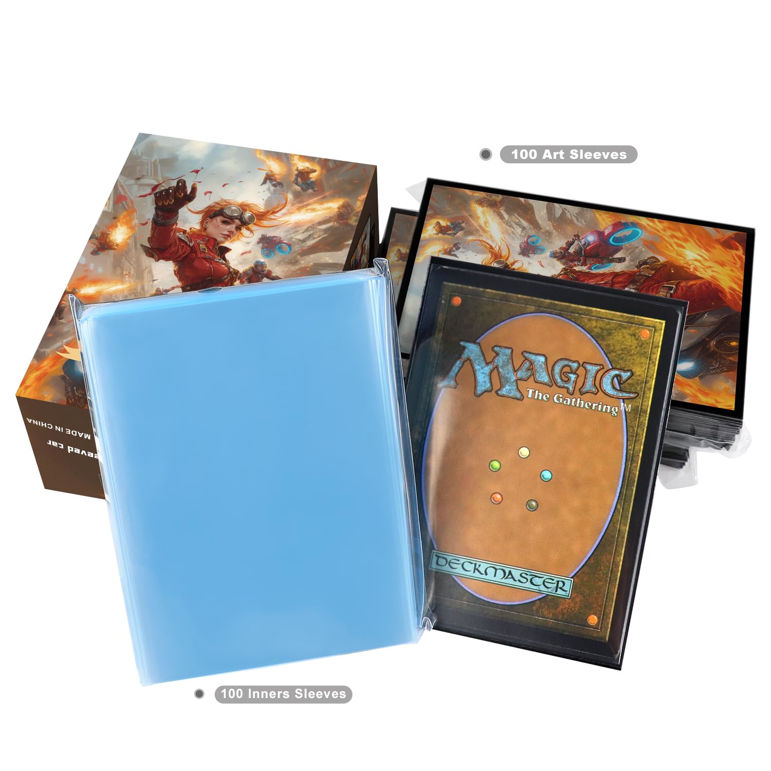 Katomula Chandra MTG Card Sleeves: 100 Art Sleeves + 100 Perfect Fit Inner Sleeves for Standard Size Cards