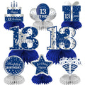 Kauayurk 8-Piece Blue Silver 13th Birthday Centerpieces for Boys