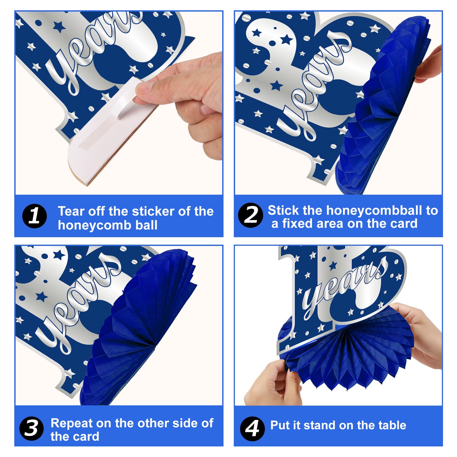 Kauayurk 8-Piece Blue Silver 13th Birthday Centerpieces for Boys