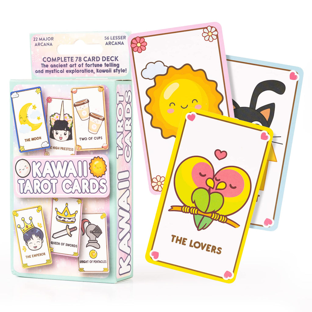 Kawaii Anime Tarot Cards for Beginners – 78-Card Deck with Guidebook & Drawstring Bag