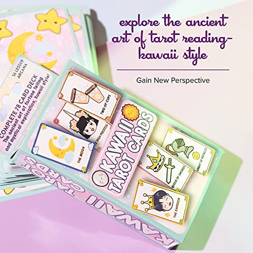 Kawaii Anime Tarot Cards for Beginners – 78-Card Deck with Guidebook & Drawstring Bag