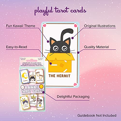 Kawaii Anime Tarot Cards for Beginners – 78-Card Deck with Guidebook & Drawstring Bag