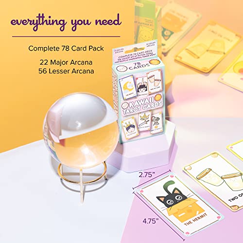 Kawaii Anime Tarot Cards for Beginners – 78-Card Deck with Guidebook & Drawstring Bag