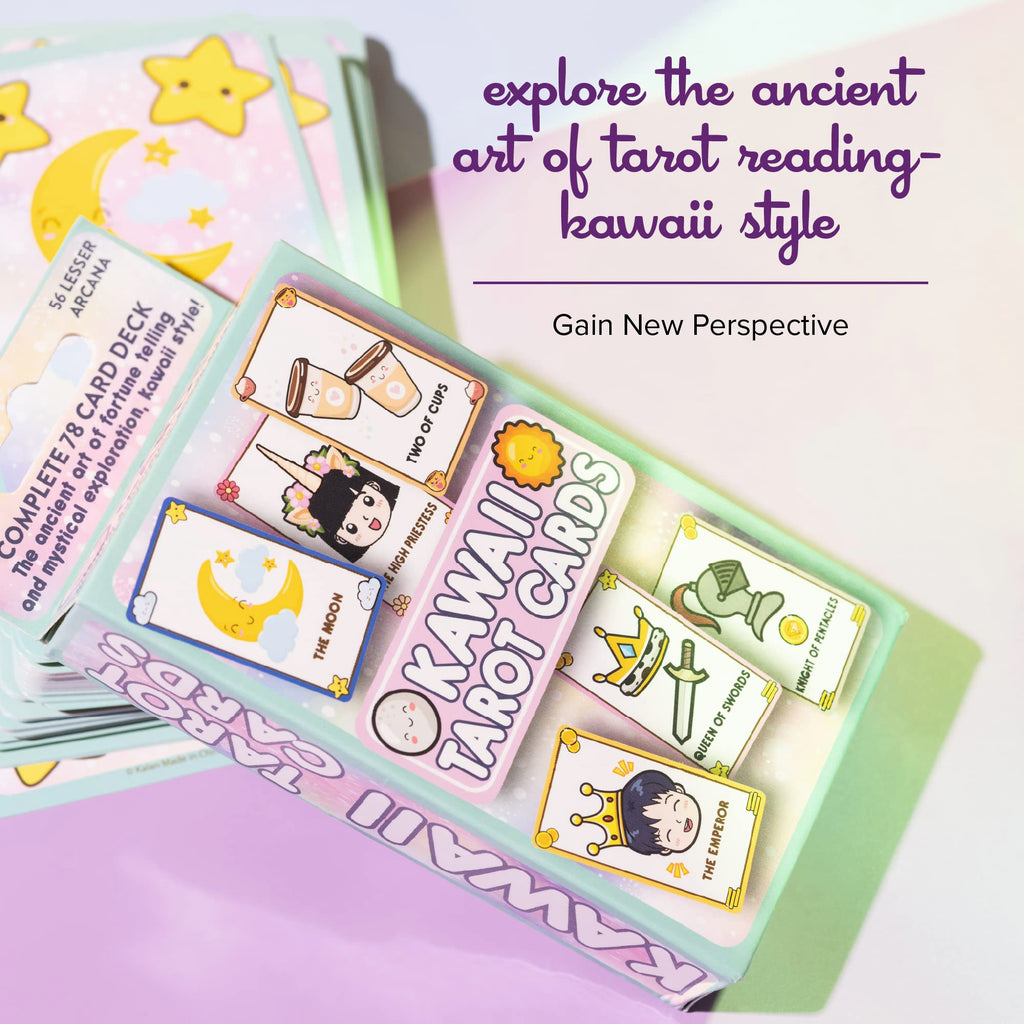 Kawaii Anime Tarot Cards for Beginners – 78-Card Deck with Guidebook & Drawstring Bag