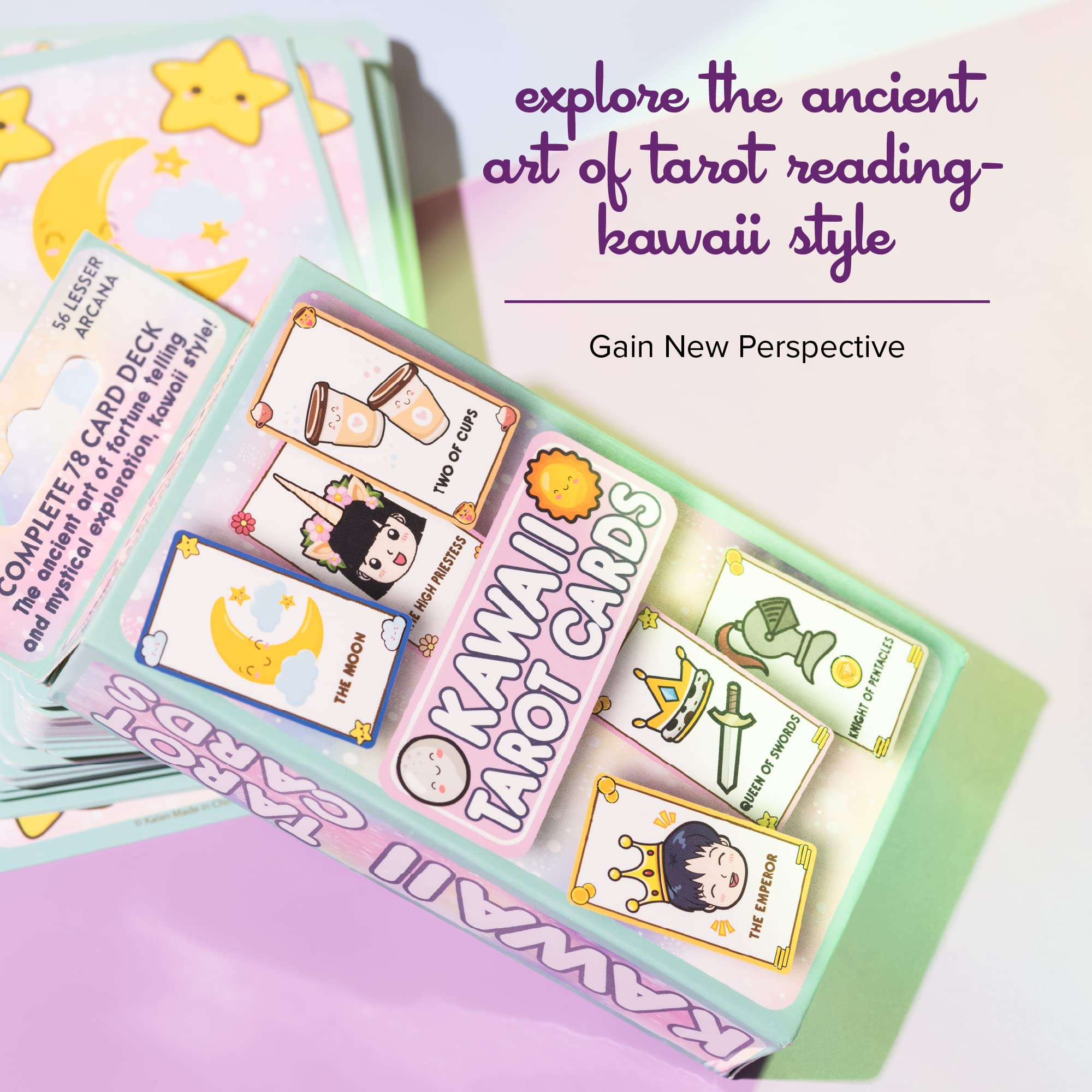 Kawaii Anime Tarot Cards for Beginners – 78-Card Deck with Guidebook & Drawstring Bag