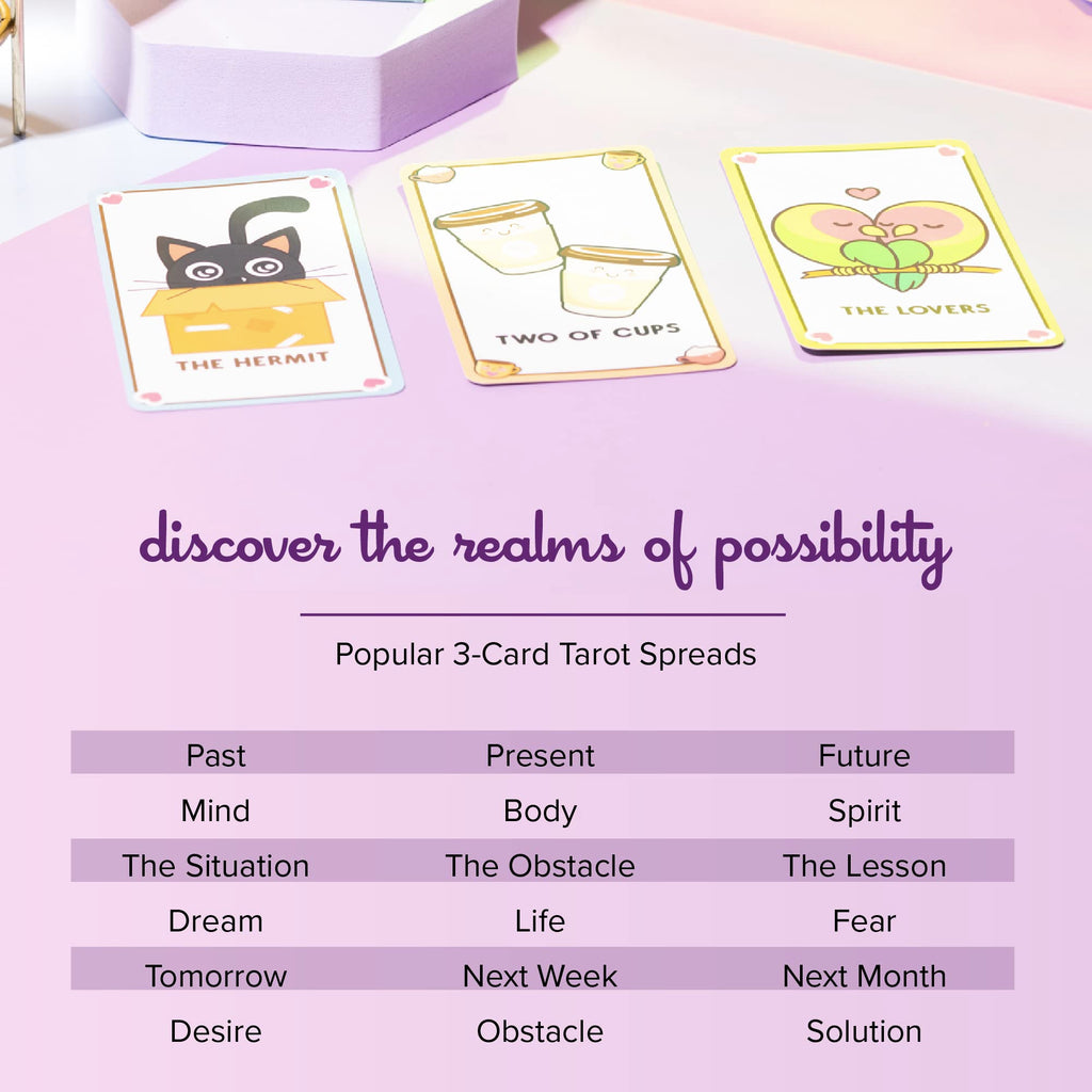Kawaii Anime Tarot Cards for Beginners – 78-Card Deck with Guidebook & Drawstring Bag