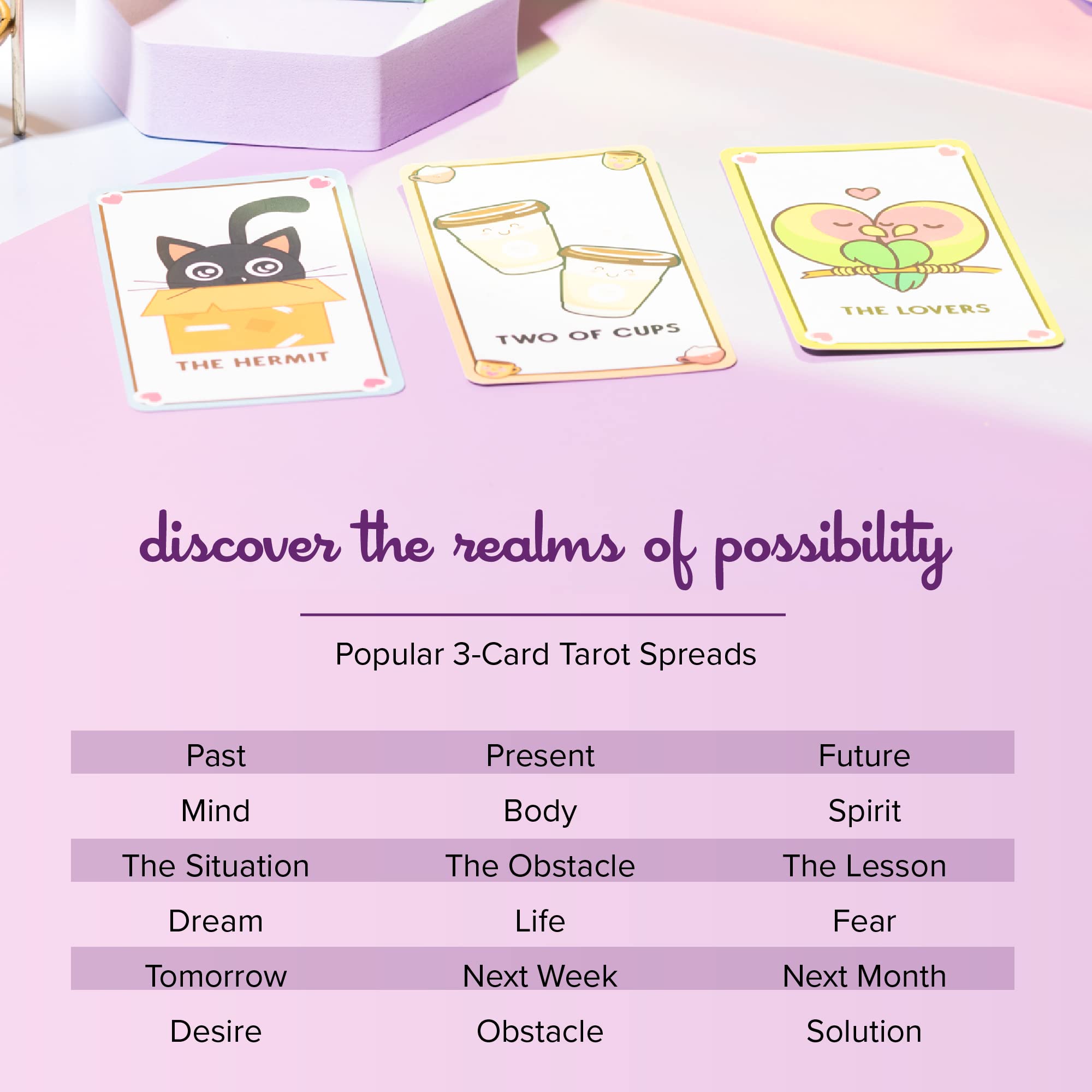 Kawaii Anime Tarot Cards for Beginners – 78-Card Deck with Guidebook & Drawstring Bag