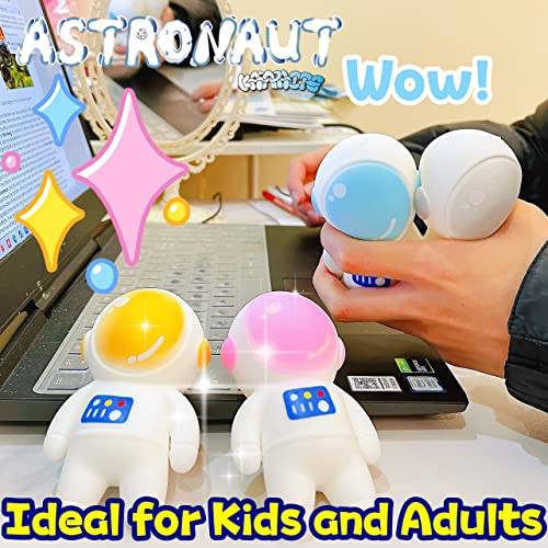 Kawaite 2-Pack Astronaut Stress Balls - Gold & Pink Squishy Fidget Toys for Kids & Adults, Anxiety Relief