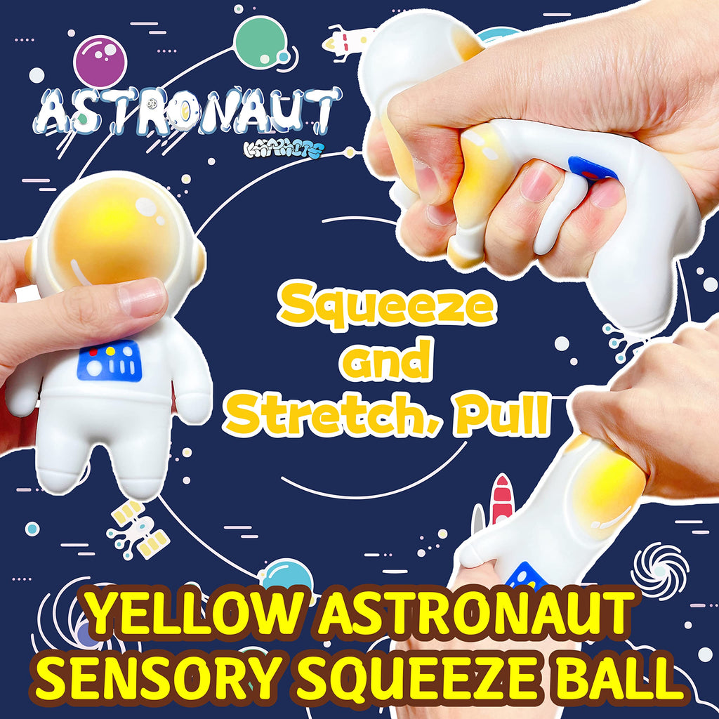 Kawaite 2-Pack Astronaut Stress Balls - Gold & Pink Squishy Fidget Toys for Kids & Adults, Anxiety Relief