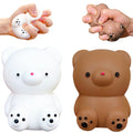 Kawaite 2 Pack Squishy Gummy Bear Stress Balls - White and Brown Dough Fidget Toy for Anxiety Relief and Focus