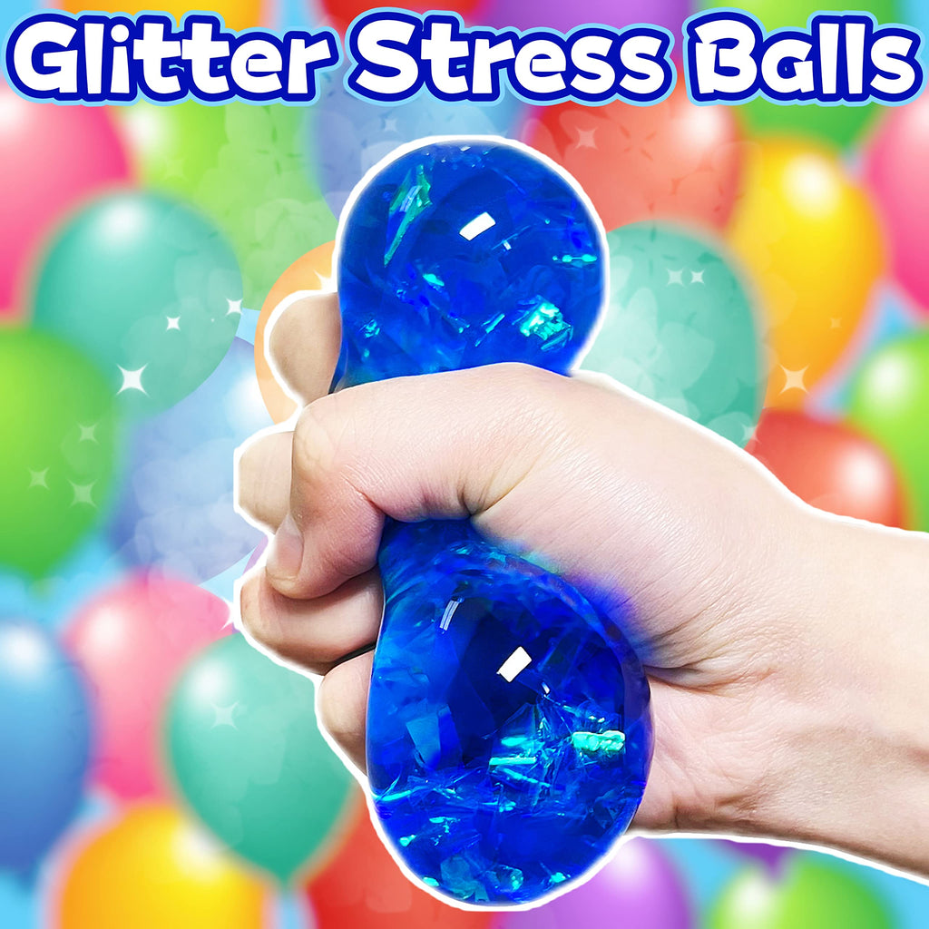 Kawaite Blue Squishy Glitter Stress Ball – Stretch and Squeeze Fidget Toy for Anxiety Relief