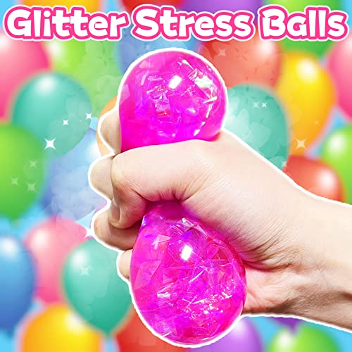 Kawaite Glitter Stress Balls – Squishy Fidget Toy Set for Kids & Adults (4 Colors)