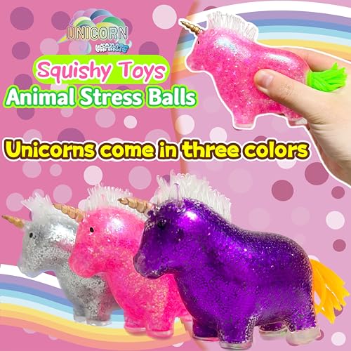 Kawaite Squishy Unicorn Stress Relief Ball - Pink Sensory Squeeze Toy for Kids & Adults