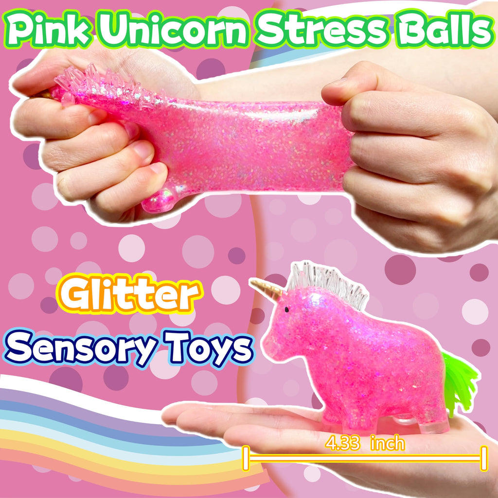 Kawaite Squishy Unicorn Stress Relief Ball - Pink Sensory Squeeze Toy for Kids & Adults