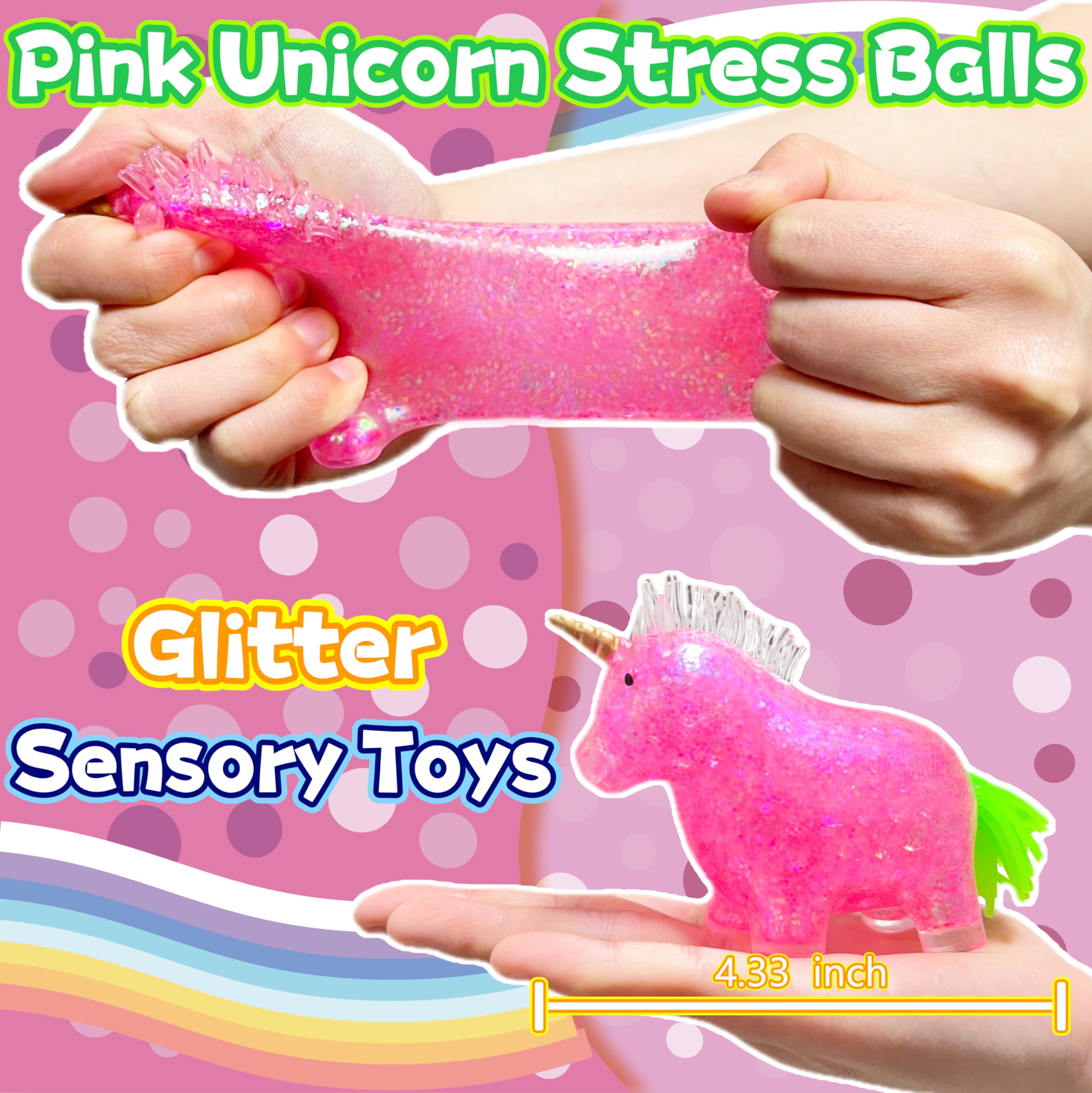 Kawaite Squishy Unicorn Stress Relief Ball - Pink Sensory Squeeze Toy for Kids & Adults