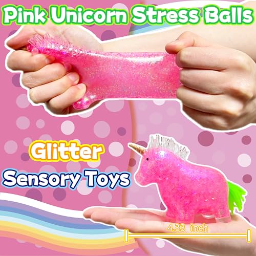 Kawaite Squishy Unicorn Stress Relief Ball - Pink Sensory Squeeze Toy for Kids & Adults