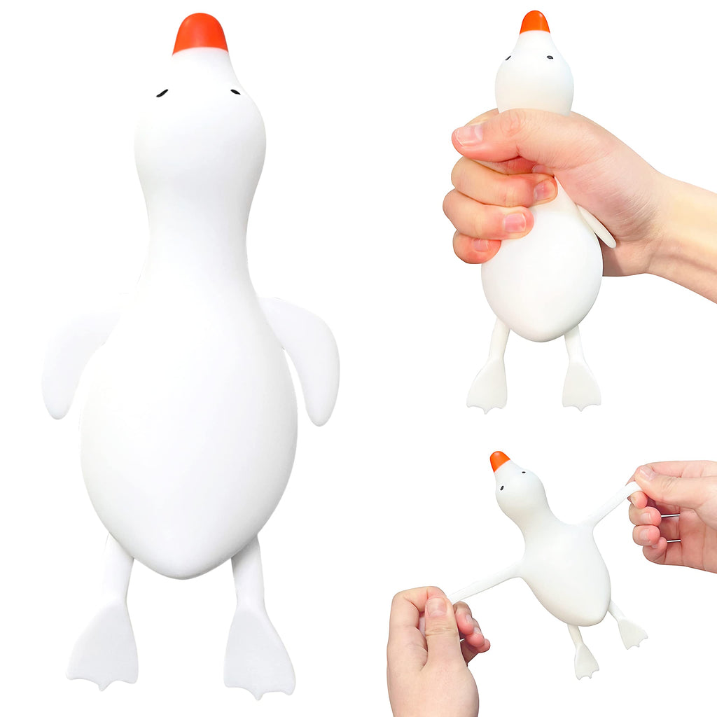 Kawaite White Duck Squishy Stress Ball – Stretchy Dough Fidget Toy for Anxiety Relief, Safe TPR Material, Fun for Kids and Adults