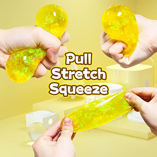 Kawaite Yellow Glitter Stress Ball Fidget Toy – Squishy, Stretchy Stress Relief for Kids and Adults