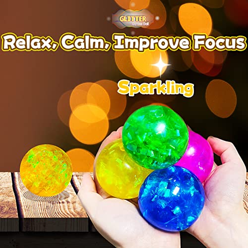 Kawaite Yellow Glitter Stress Ball Fidget Toy – Squishy, Stretchy Stress Relief for Kids and Adults