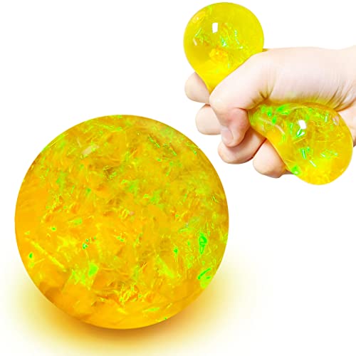 Kawaite Yellow Glitter Stress Ball Fidget Toy – Squishy, Stretchy Stress Relief for Kids and Adults