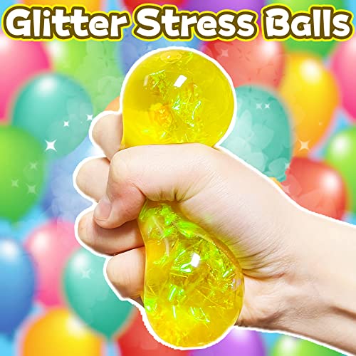 Kawaite Yellow Glitter Stress Ball Fidget Toy – Squishy, Stretchy Stress Relief for Kids and Adults
