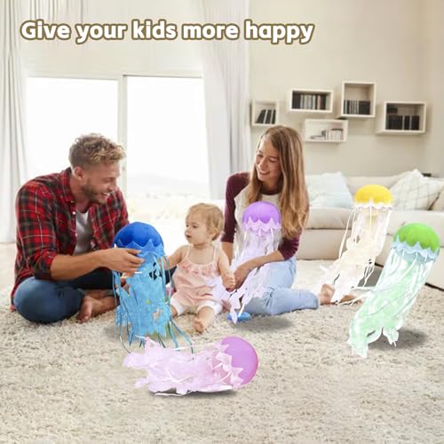 KAYBOBEZK Blue Jellyfish Plush Toy - 15.9 Inch Soft Stuffed Animal, Handmade Plush Pillow for Kids Room Decor