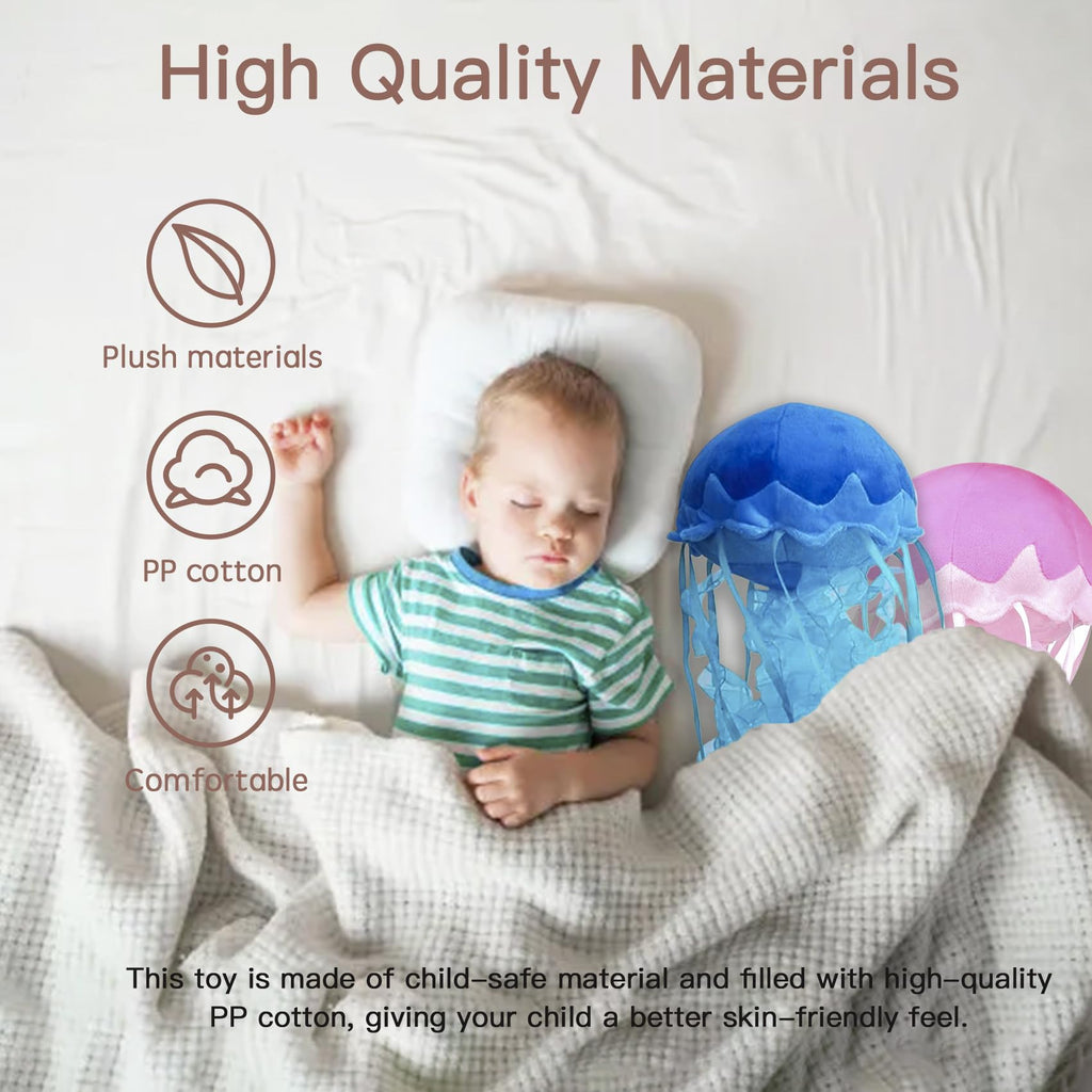 KAYBOBEZK Blue Jellyfish Plush Toy - 15.9 Inch Soft Stuffed Animal, Handmade Plush Pillow for Kids Room Decor